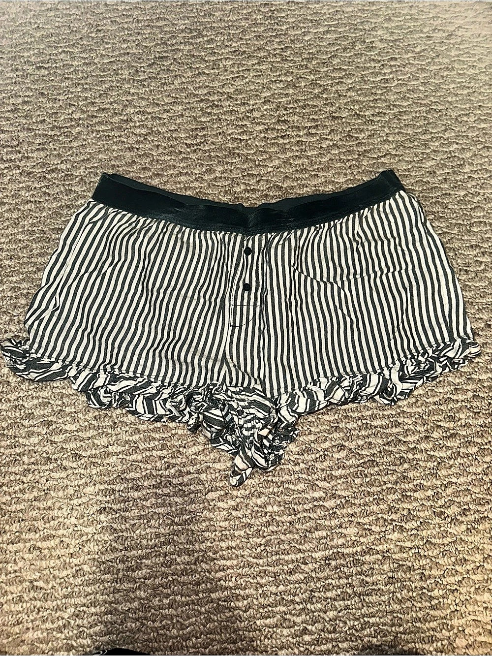 PINK Women's Striped Ruffle Shorts Size Medium